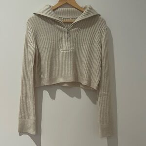 Cropped half zip sweater